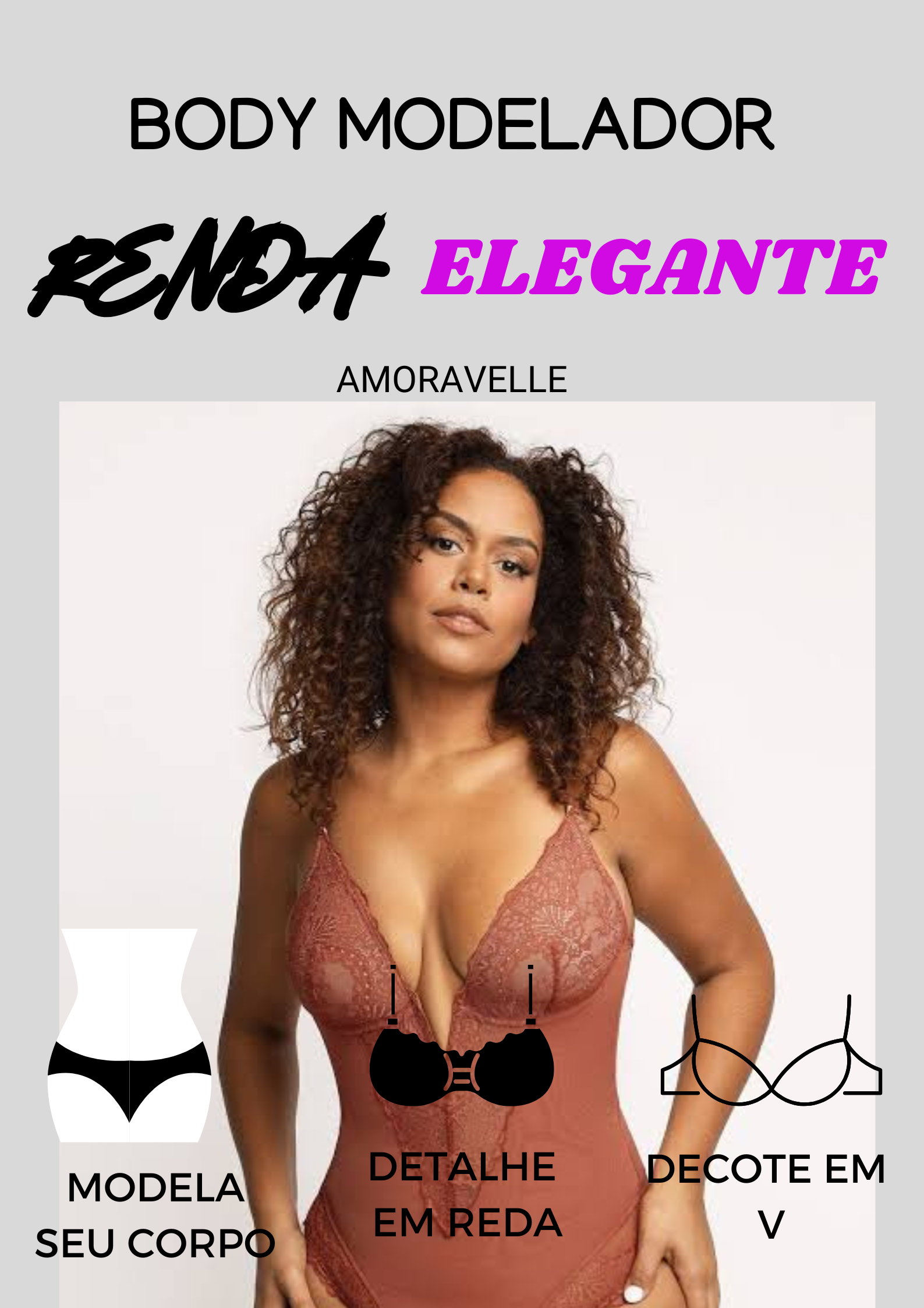 Body Modelador Renda - Elegante Velle™